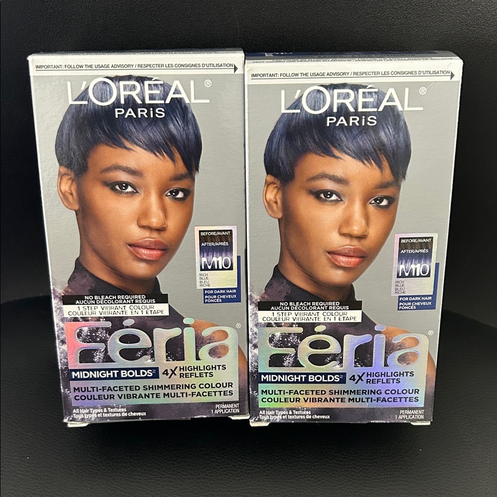 NEW bundle of two L'Oreal Paris Feria Midnight Bolds Hair Color - Vibrant Blue